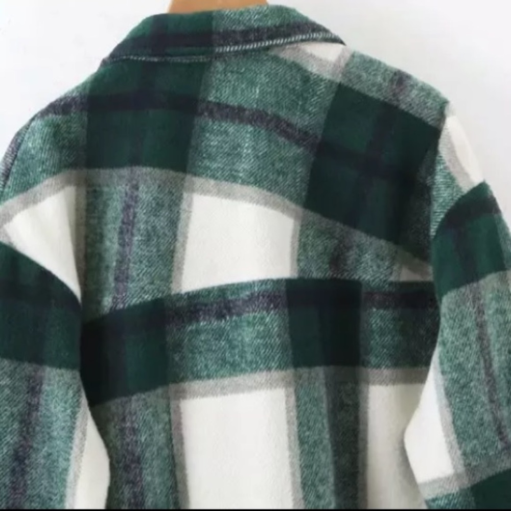SOLD OUT Green Plaid Oversized Flannel Shacket Shirt Jacket - Picture 15 of 16